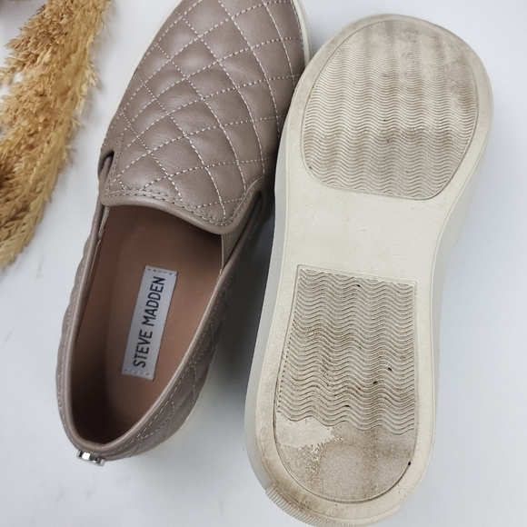 🔴 STEVE Madden Quilted Lether Grey Tan Loafers 6m - Picture 13 of 13